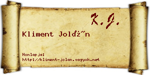 Kliment Jolán névjegykártya