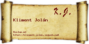 Kliment Jolán névjegykártya