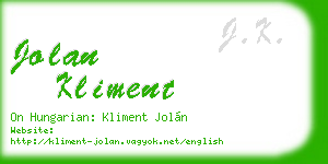 jolan kliment business card